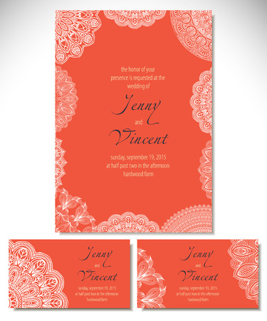 Business card collection in ethnic style. Hand drawのイラスト素材