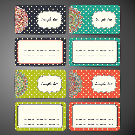 Business card collection in ethnic style. Hand drawのイラスト素材