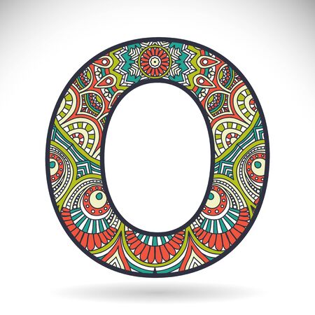 Letter with ornament in ethnic style. Hand drawのイラスト素材