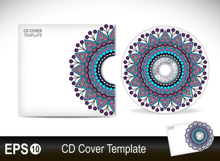Cd cover design template.Vector illustration in ethnic styleのイラスト素材