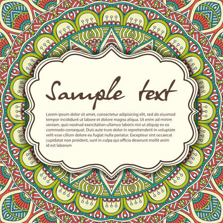 Invitation card with lace ornament. Hand draw backgroundのイラスト素材