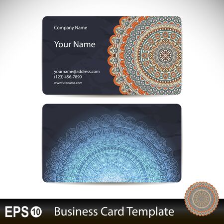 Business card collection in ethnic style. Hand drawのイラスト素材