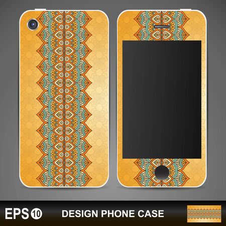 Phone case design. Vintage decorative elements. Hand drawn backgroundのイラスト素材