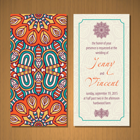 Business card vector background in ethnic styleのイラスト素材