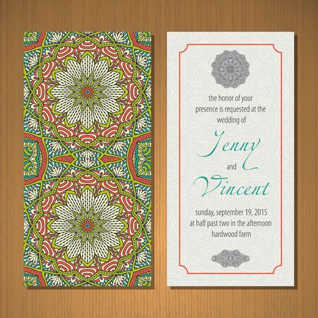 Business card vector background in ethnic styleのイラスト素材