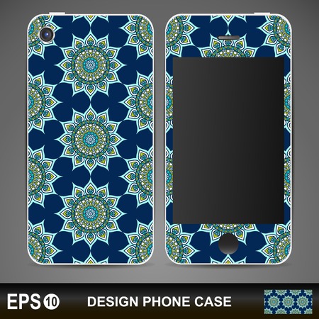 Phone case design. Vintage decorative elements. Hand drawn backgroundのイラスト素材