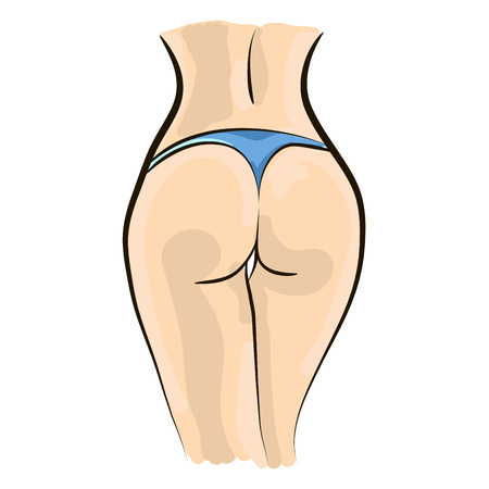 Weight loss illustration. Keeping figure and fitness. Attractive buttocks. Flat design vectorのイラスト素材