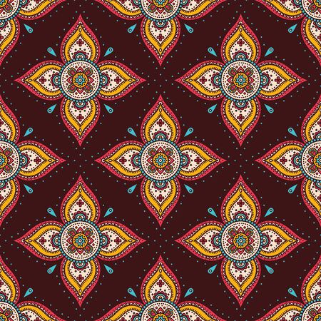 Ethnic floral seamless pattern. Abstract ornamental patternのイラスト素材