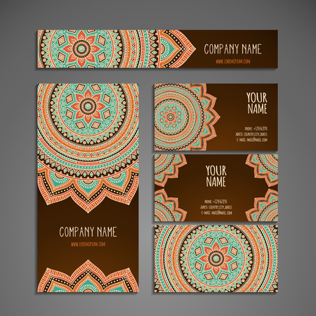 Business card. Vintage decorative elements. Hand drawn backgroundのイラスト素材