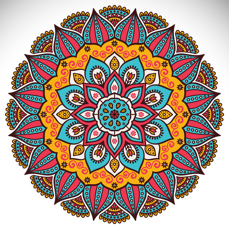 Vector Mandala. Round ornament in ethnic style. Hand drawのイラスト素材