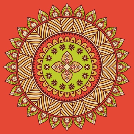 Vector Mandala. Round ornament in ethnic style. Hand drawのイラスト素材