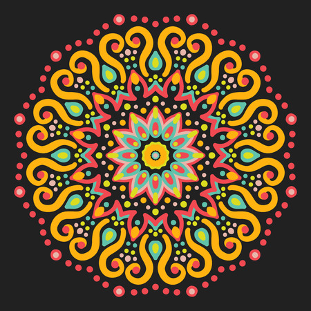 Vector Mandala. Round ornament in ethnic style. Hand drawのイラスト素材
