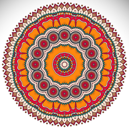 Vector Mandala. Round ornament in ethnic style. Hand drawのイラスト素材