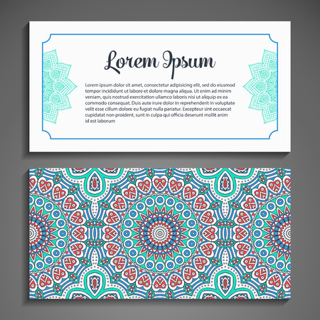 Elegant Indian ornamentation on a dark background. Stylish design. Can be used as a greeting card or wedding invitationのイラスト素材