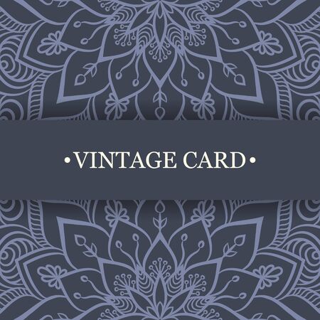 Elegant Indian ornamentation on a dark background. Stylish design. Can be used as a greeting card or wedding invitationのイラスト素材