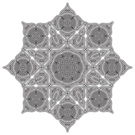 Vector Mandala. Round ornament in ethnic style. Hand drawのイラスト素材
