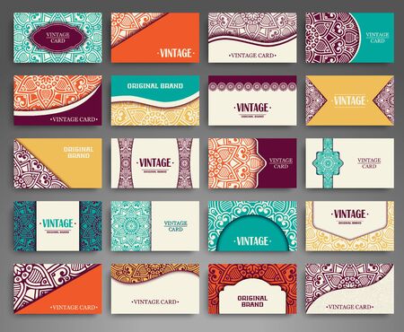 Business card. Vintage decorative elements. Hand drawn backgroundのイラスト素材