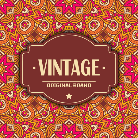 Ethnic floral card. Abstract ornamental pattern. Hand drawのイラスト素材