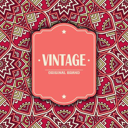 Ethnic floral card. Abstract ornamental pattern. Hand drawのイラスト素材