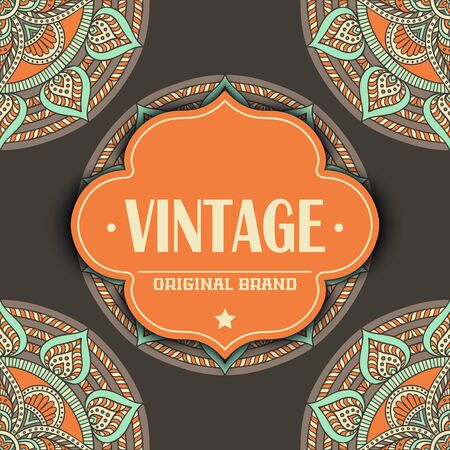 Ethnic floral card. Abstract ornamental pattern. Hand drawのイラスト素材