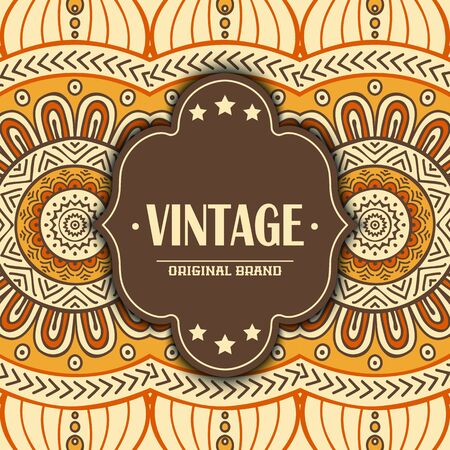 Ethnic floral card. Abstract ornamental pattern. Hand drawのイラスト素材