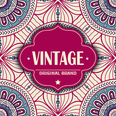 Ethnic floral card. Abstract ornamental pattern. Hand drawのイラスト素材