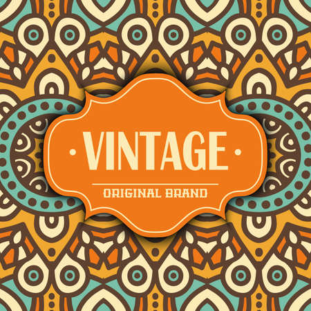 Ethnic floral card. Abstract ornamental pattern. Hand drawのイラスト素材