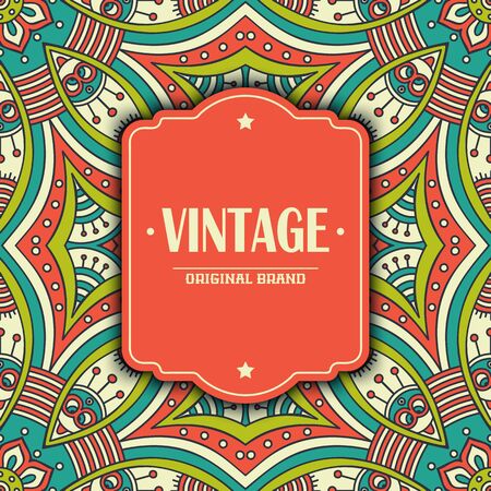 Ethnic floral card. Abstract ornamental pattern. Hand drawのイラスト素材