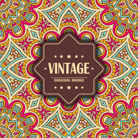 Ethnic floral card. Abstract ornamental patternのイラスト素材