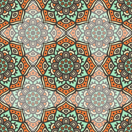 Ethnic floral seamless pattern. Abstract ornamental pattern