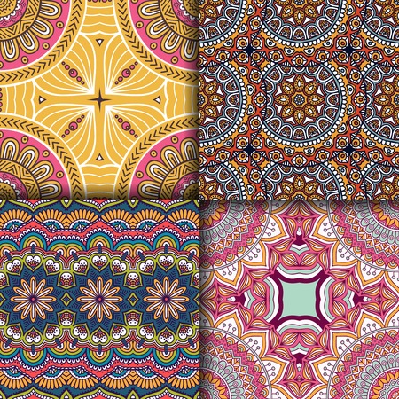 Ethnic floral seamless pattern. Abstract ornamental patternのイラスト素材