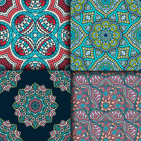 Ethnic floral seamless pattern. Abstract ornamental patternのイラスト素材
