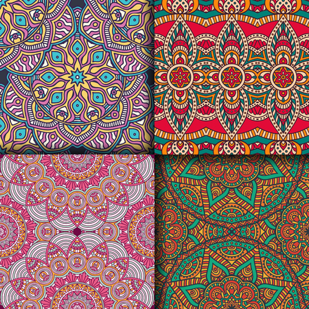 Ethnic floral seamless pattern. Abstract ornamental patternのイラスト素材
