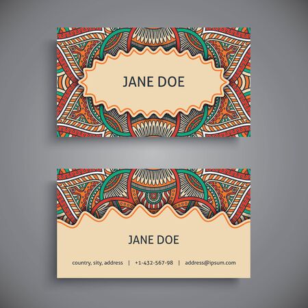 Business card. Vintage decorative elements. Hand drawn backgroundのイラスト素材