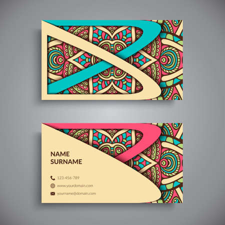 Business card. Vintage decorative elements. Hand drawn backgroundのイラスト素材