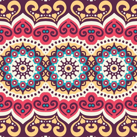 Ethnic floral seamless pattern. Abstract ornamental patternのイラスト素材
