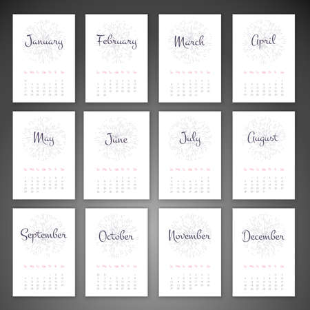 Calendar 2016. Vintage decorative elements. Oriental patternのイラスト素材