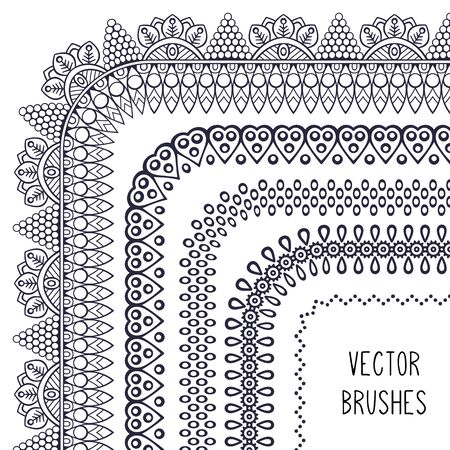 Ethnic brush collection. Vintage decorative elements. Oriental pattern, vector illustrationのイラスト素材