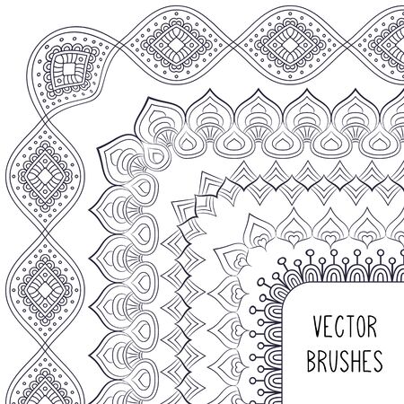 Ethnic brush collection. Vintage decorative elements. Oriental pattern, vector illustrationのイラスト素材