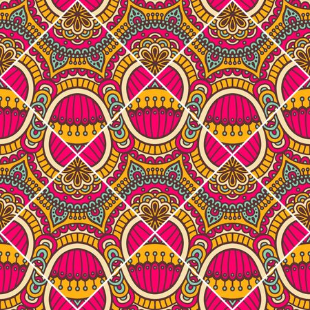 Ethnic floral seamless pattern. Abstract ornamental patternのイラスト素材