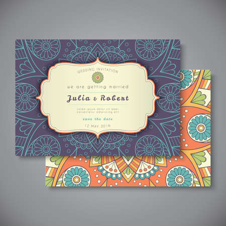 Business card. Vintage decorative elements. Hand drawn backgroundのイラスト素材