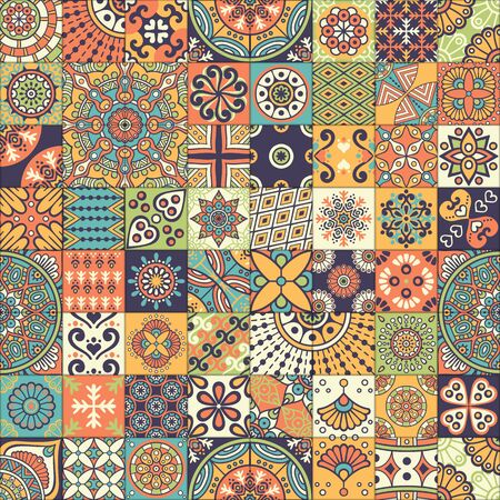 Ethnic floral seamless pattern. Abstract ornamental patternのイラスト素材