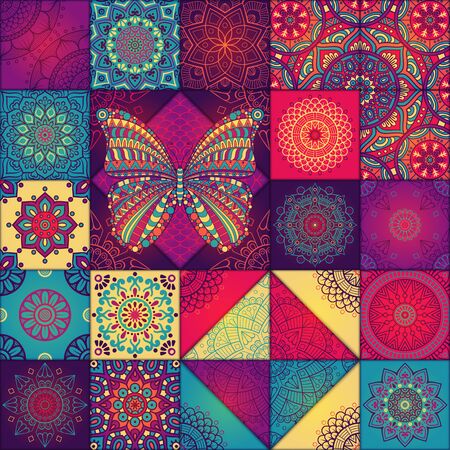 Ethnic floral seamless pattern. Abstract ornamental patternのイラスト素材