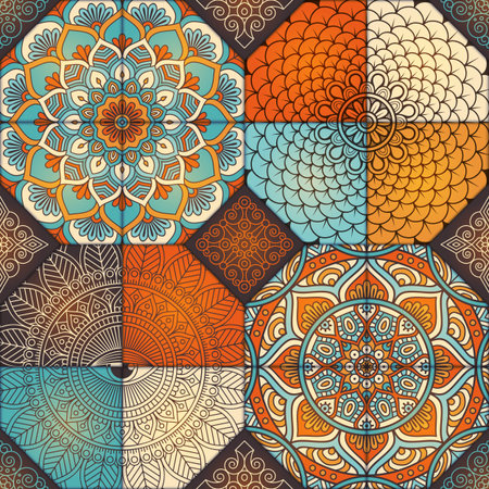 Ethnic floral seamless pattern. Abstract ornamental pattern