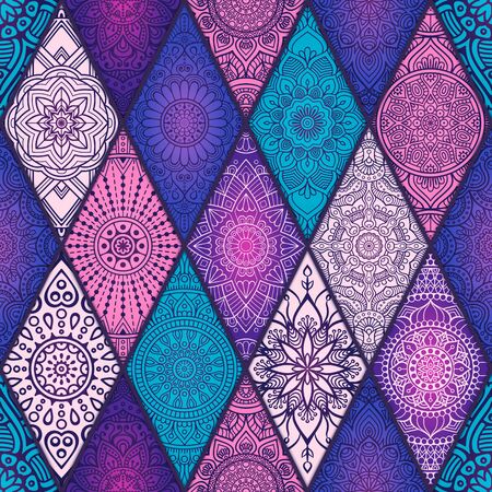 Ethnic floral seamless pattern. Abstract ornamental patternのイラスト素材