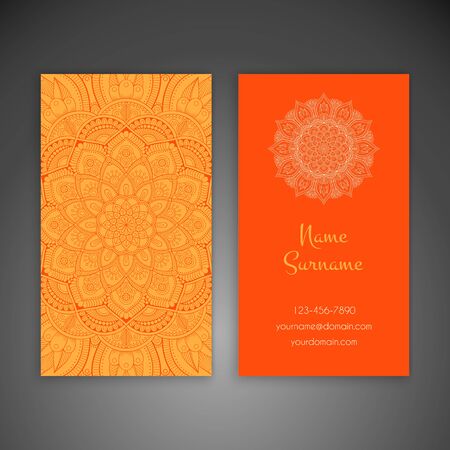 Business card. Vintage decorative elements. Hand drawn backgroundのイラスト素材