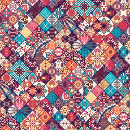 Ethnic floral seamless pattern. Abstract ornamental patternのイラスト素材