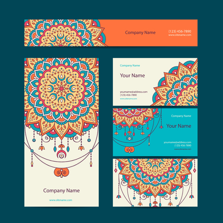 Business card. Vintage decorative elements. Hand drawn backgroundのイラスト素材