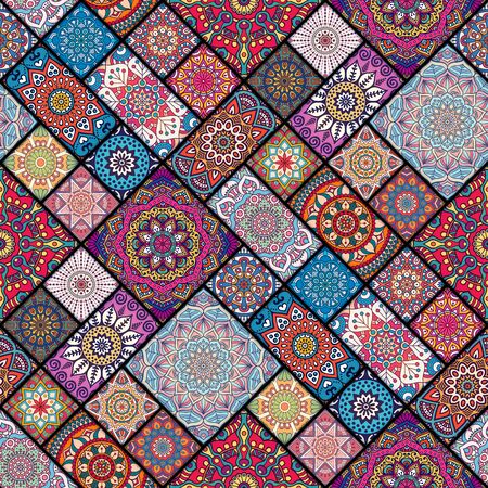 Ethnic floral seamless pattern. Abstract ornamental patternのイラスト素材