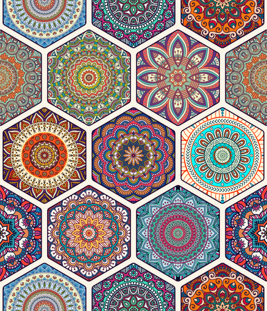 Ethnic floral seamless pattern. Abstract ornamental patternのイラスト素材